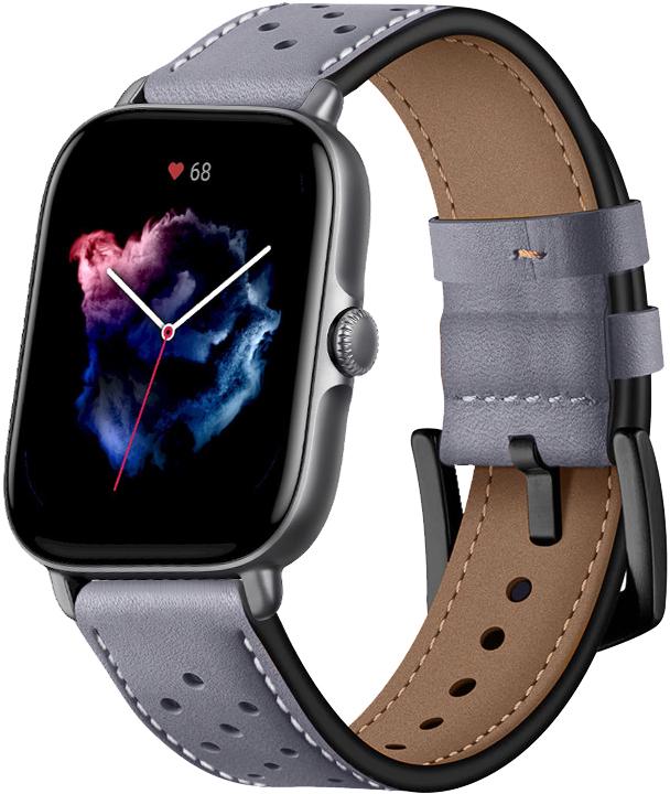 Ремешок кожаный Classico для Amazfit GTS 3 Grey (23739-33) - фото 1 Ремешок кожаный Classico для Amazfit GTS 3 Grey (23739-33) - фото 1