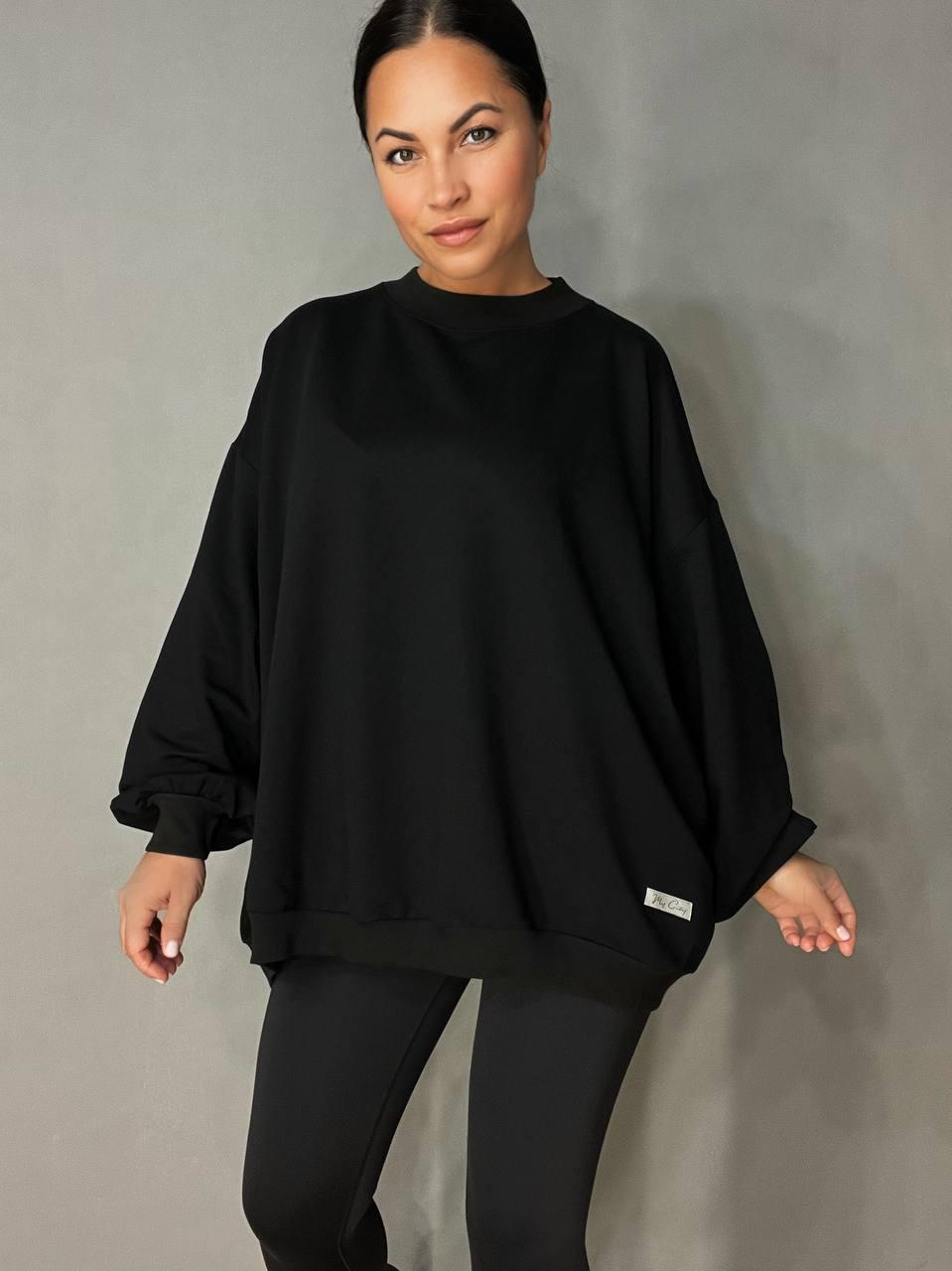 Світшот жіночий MY CITY 3044 широкий дуже вільного крою OS Чорний (1711) - фото 4 Світшот жіночий MY CITY 3044 широкий дуже вільного крою OS Чорний (1711) - фото 4