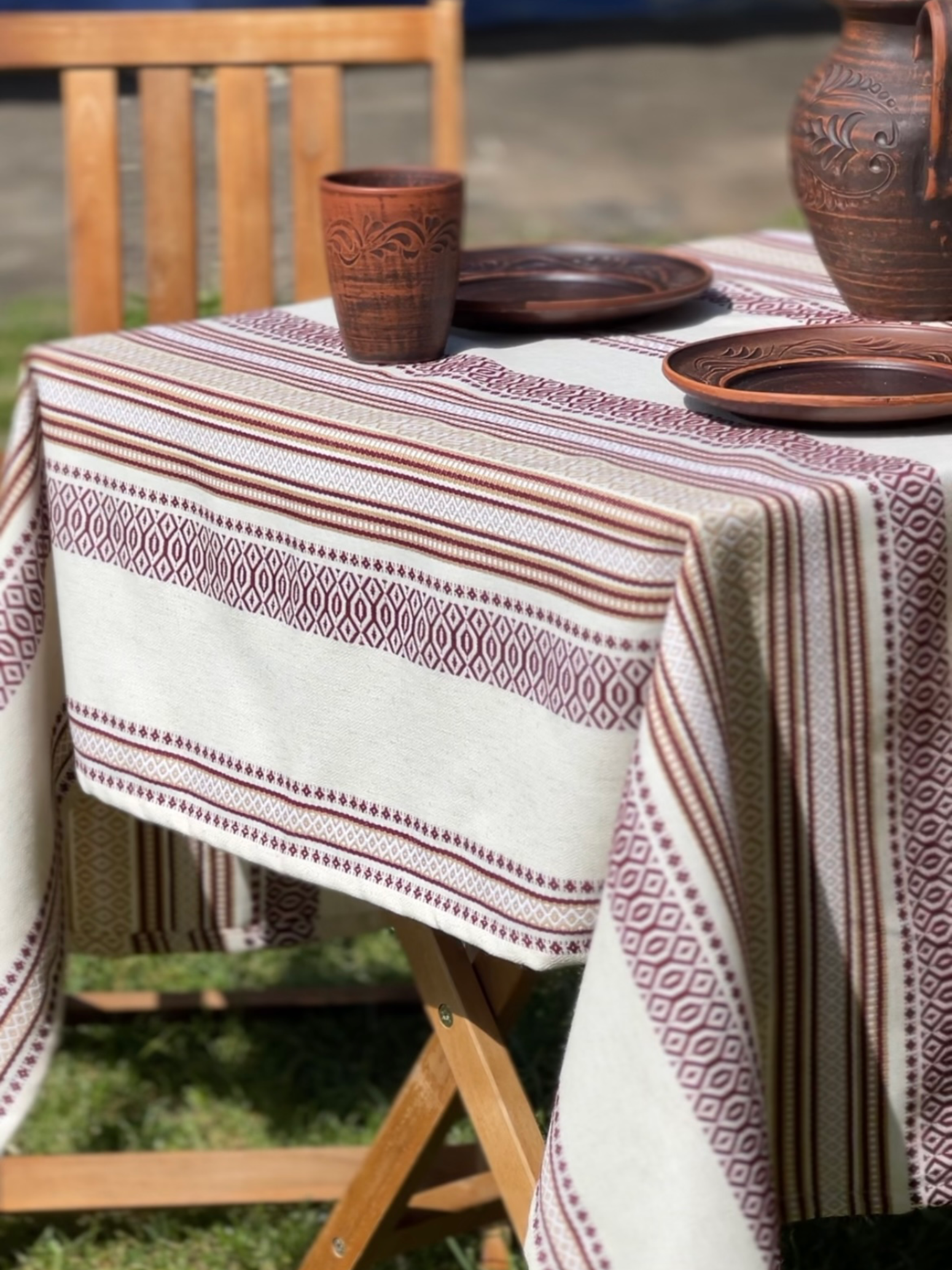 Скатертина лляна великодня Плай з українським орнаментом 150x100 см (1908-1)