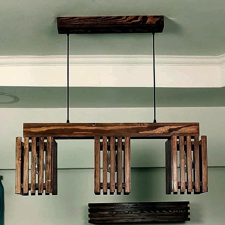 Подвесной светильник из дерева Тамори Капучино (ЛЮС-003609)