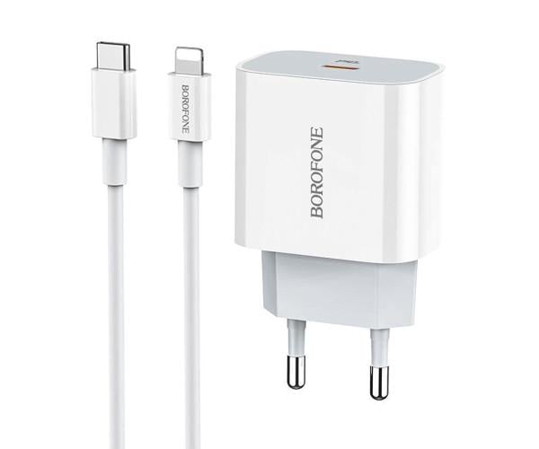 Устройство сетевое зарядное Borofone BA38A Plus PD20W Type-C to Lightning 3A White - фото 2