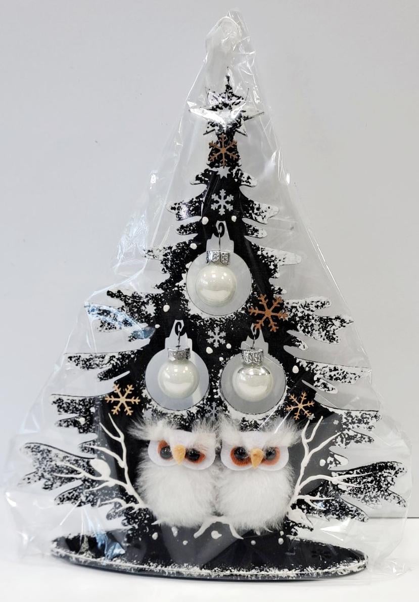 Декорация новогодняя Елка с совами 23 см Черный (DT-2) Декорация новогодняя Елка с совами 23 см Черный (DT-2)