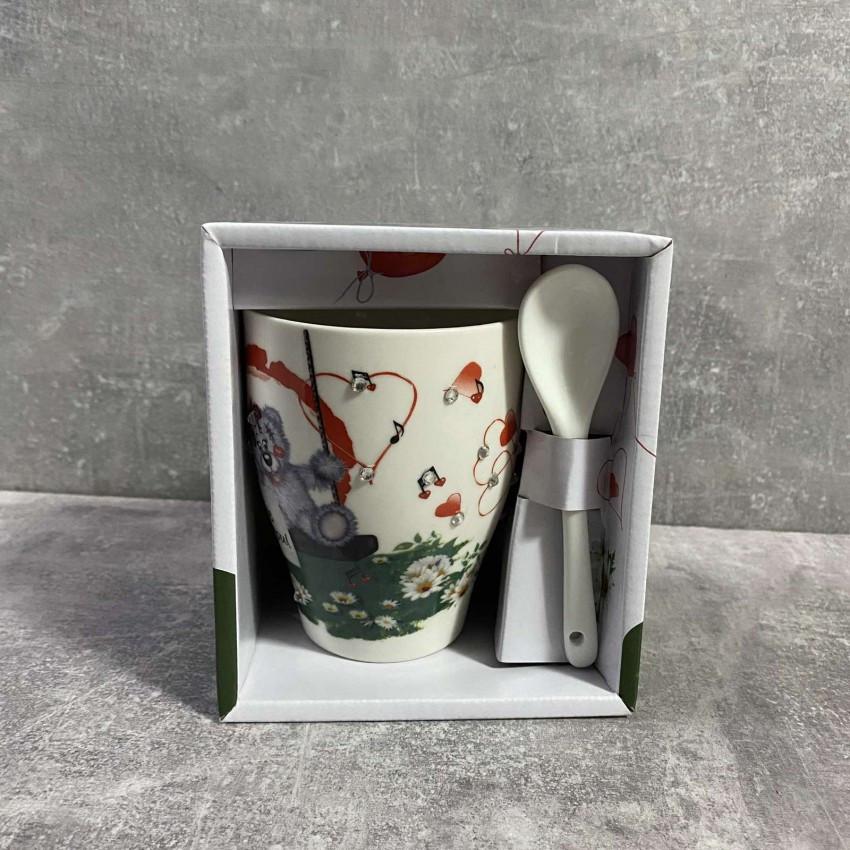 Чашка S&T 2064 с ложкой со стразами 300 мл