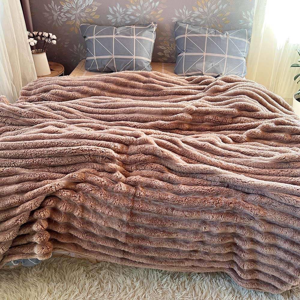 Плед широкая полоска 200х230 см Темно-бежевый (Д-Mpled003/2-02) - фото 1