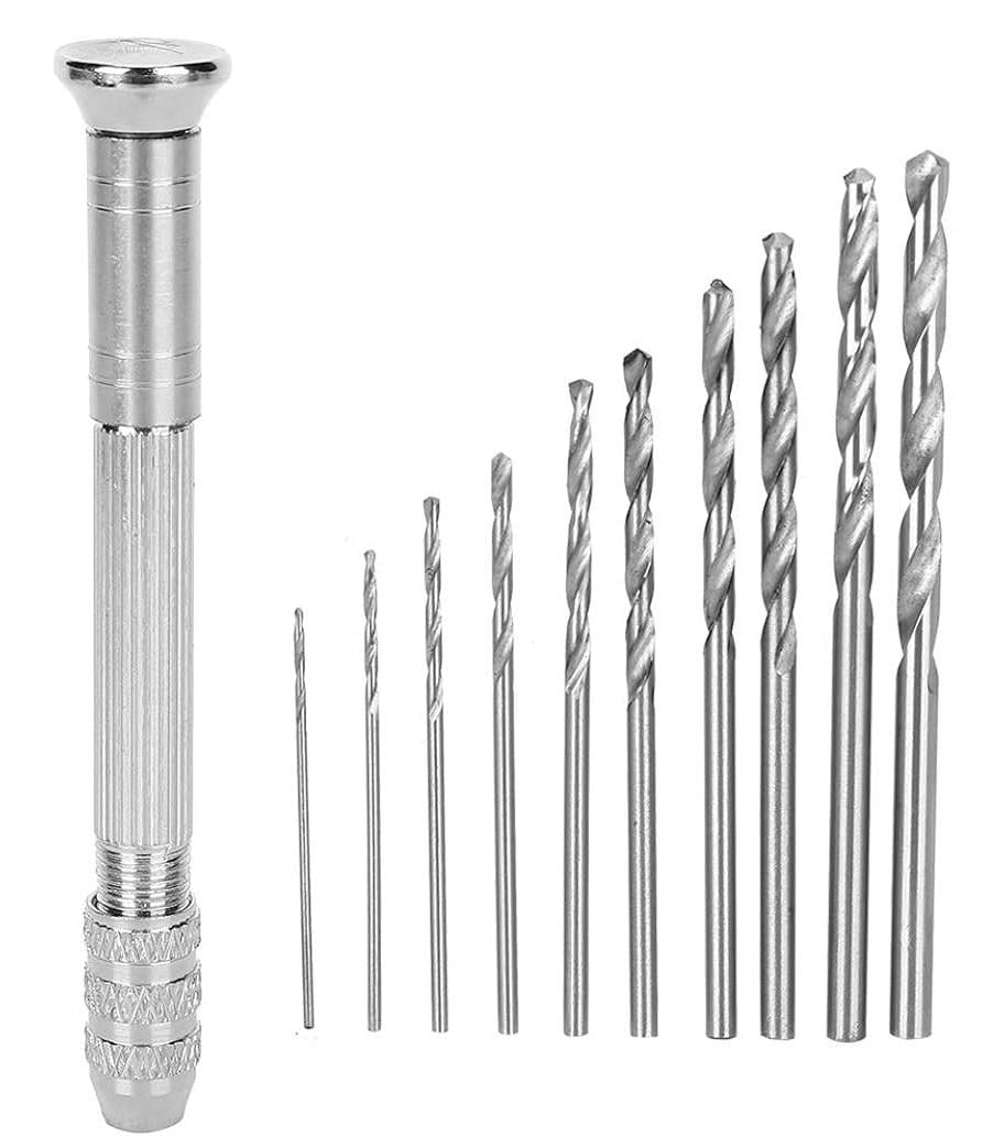 Дриль ручний з 10 свердлами Сріблястий (29427)