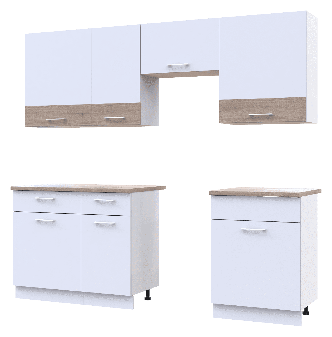 Кухня модульная Лея DRS-011336 220х60х250 см Белый/Дуб cонома (81359337) - фото 2 Кухня модульная Лея DRS-011336 220х60х250 см Белый/Дуб cонома (81359337) - фото 2