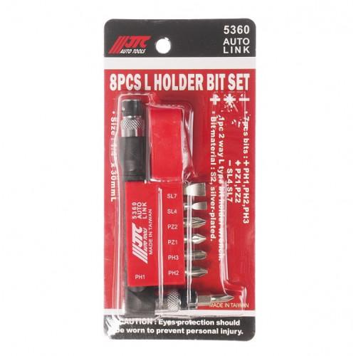 Набор бит 1/4 с г-образным переходником 8 шт. (5360 JTC) - фото 2 Набор бит 1/4 с г-образным переходником 8 шт. (5360 JTC) - фото 2