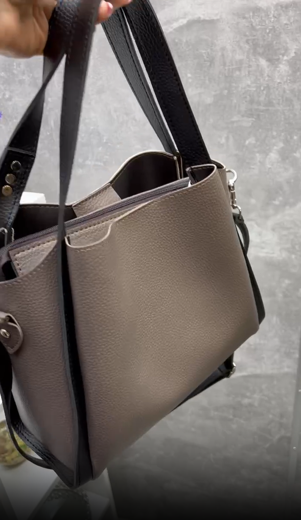 Сумка женская через плечо большая вместительная классическая 30х25х13 см Капучино - фото 6 Сумка женская через плечо большая вместительная классическая 30х25х13 см Капучино - фото 6