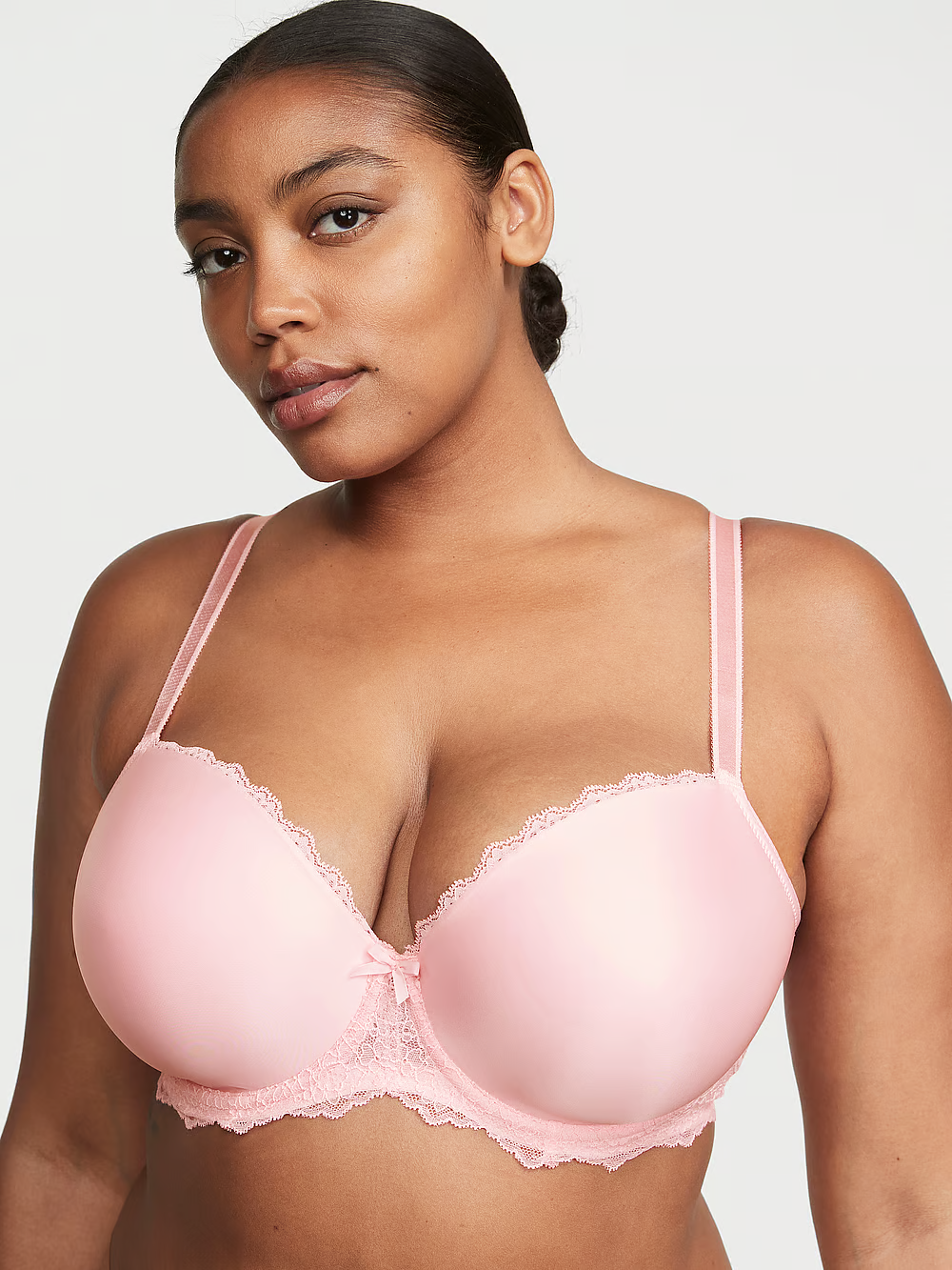 Бюстгальтер без пуш ап Victoria's Secret Sexy Tee Lightly Smooth & Lace Lightly Lined Demi Bra 90C Рожевий (20288493)