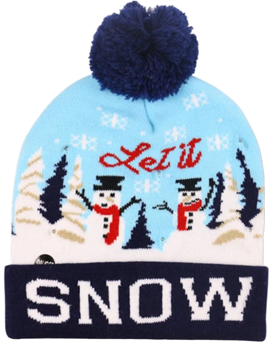 Шапка для взрослых и детей с LED подсветкой и принтом Снеговик (1946523402)