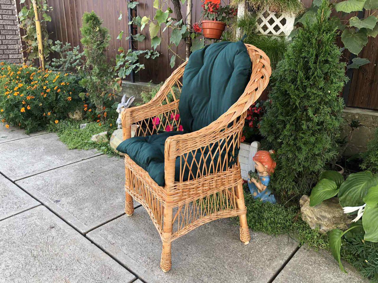 Кресло деревянное с подушкой садовое Стандарт Woody Светлое дерево/Темно-зеленый - фото 3