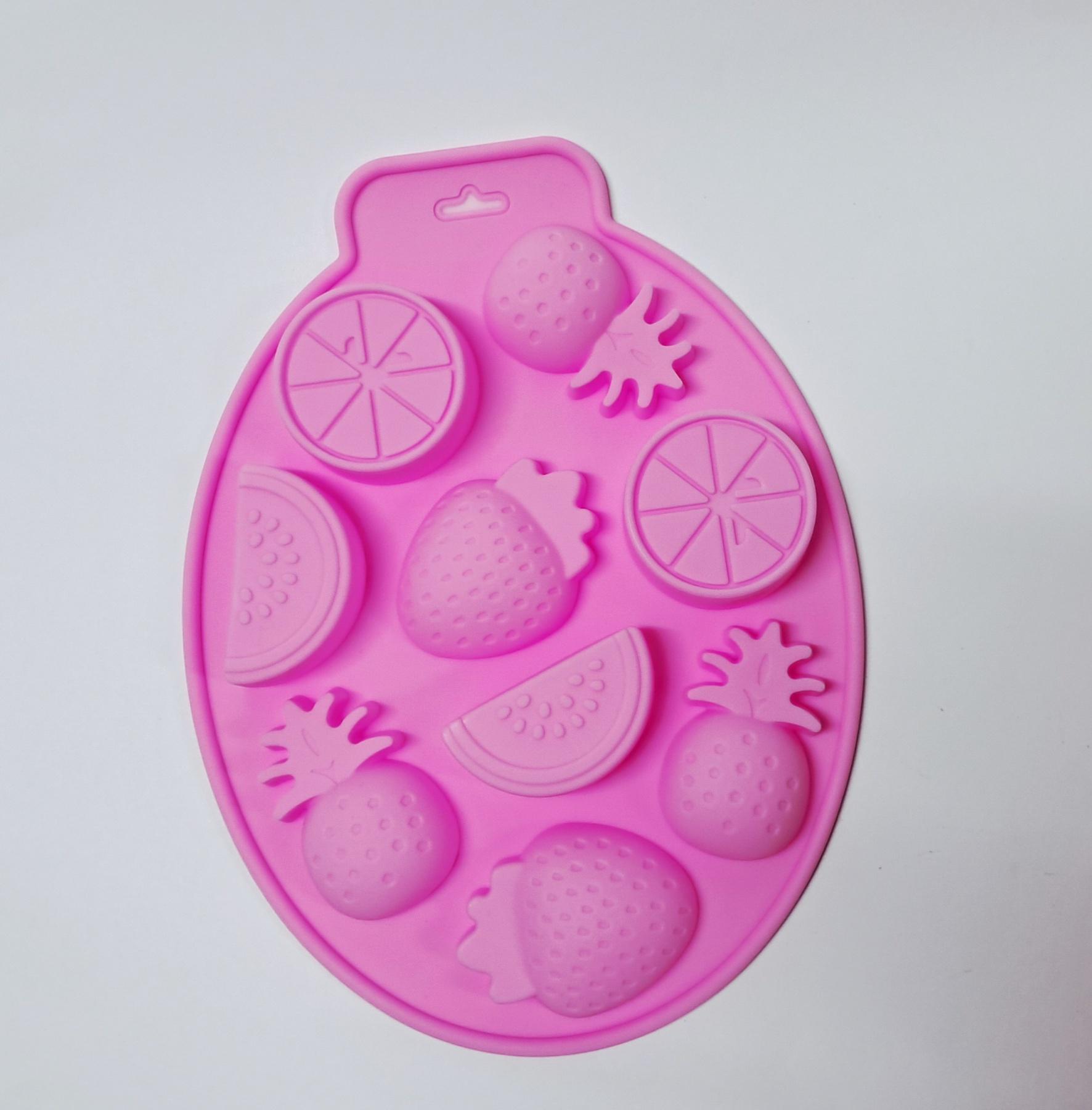 Форма силиконовая для выпечки клубники ананаса апельсины Розовый (SAM-17878)