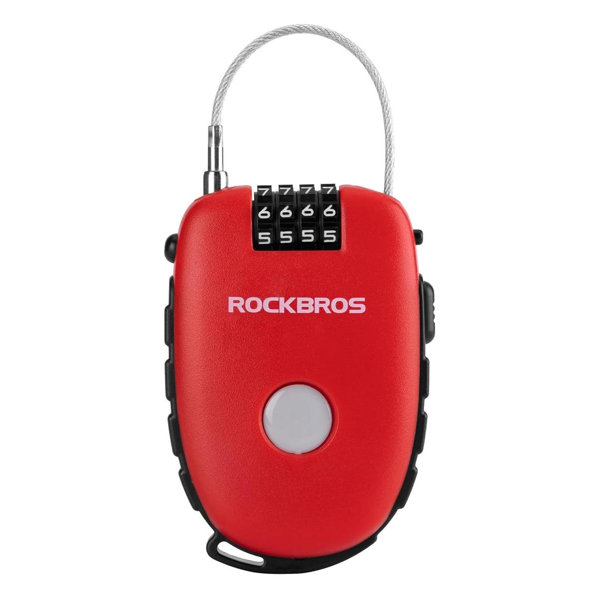 Замок велосипедный выдвижной кодовый велосипедный ROCKBROS SML2 тросовый Красный (RB-SML2-4758)