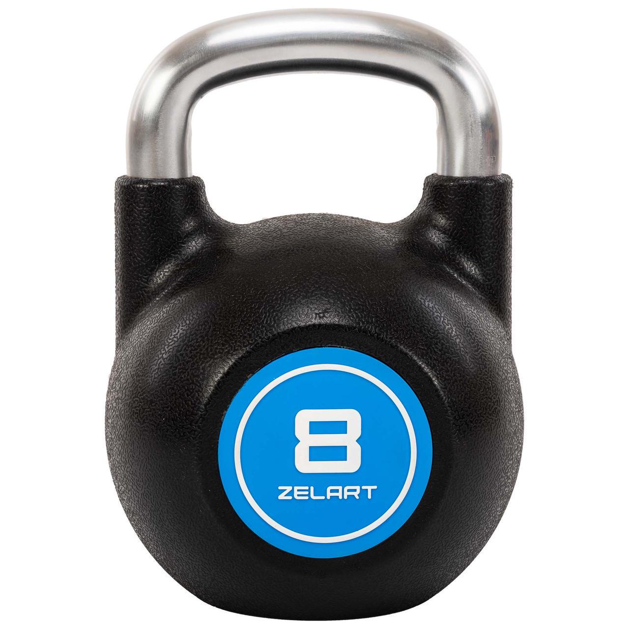 Гиря соревновательная цельная Zelart TA-4756-8 чугунная с CPU покрытием и хромированной ручкой 8 кг Черный (2858292321)
