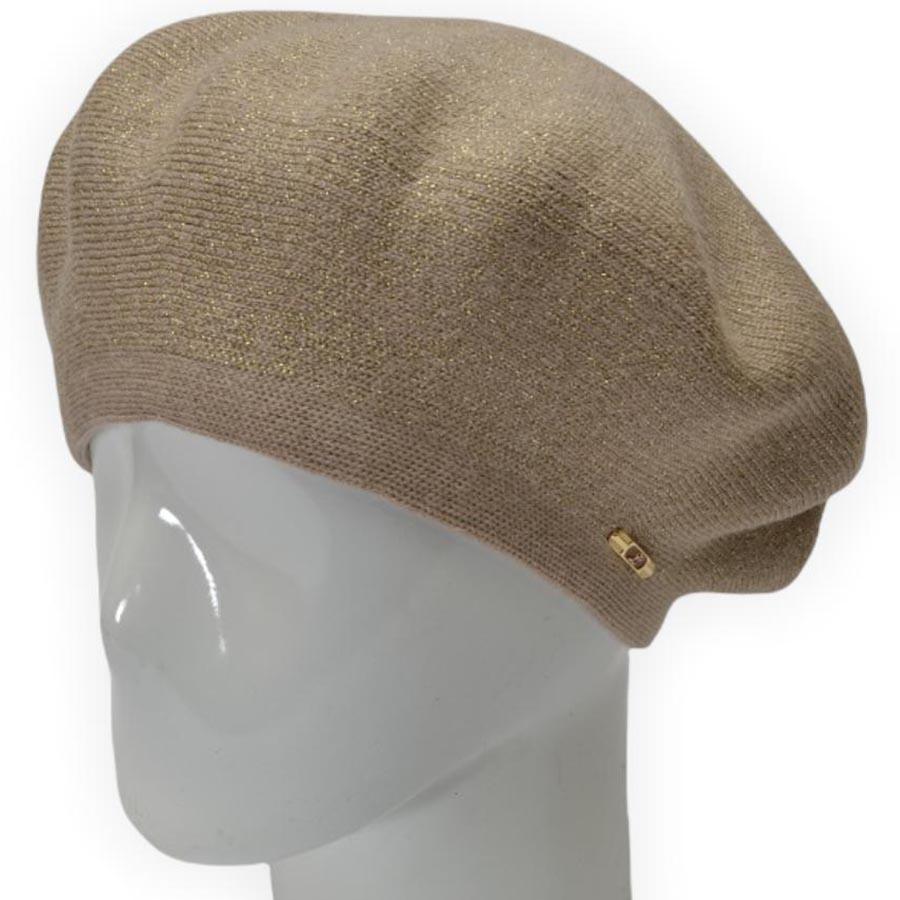 Берет женский Lirus Гамма из шерсти двойной с люрексовой нитью Светло-бежевый