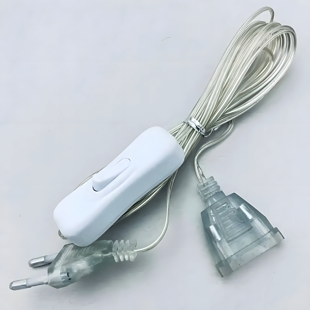 Удлинитель для гирлянды с выключателем 5 м 220V прозрачный провод Удлинитель для гирлянды с выключателем 5 м 220V прозрачный провод