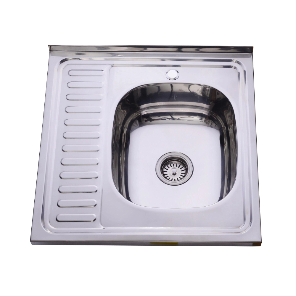 Мийка кухонна Lidz 6060-R з нержавіючої сталі квадратна накладна 0,6 мм Satin (LIDZ606060RSAT06)