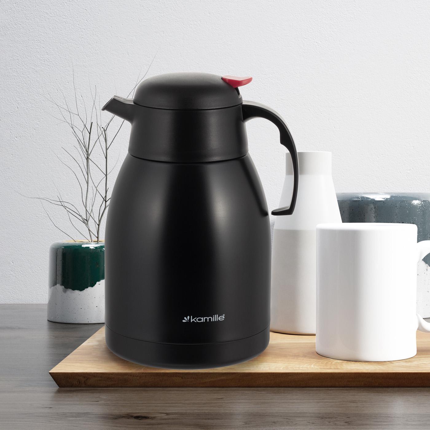 Термос для чая/для кофе Kamille из нержавеющей стали 1500 мл Черный