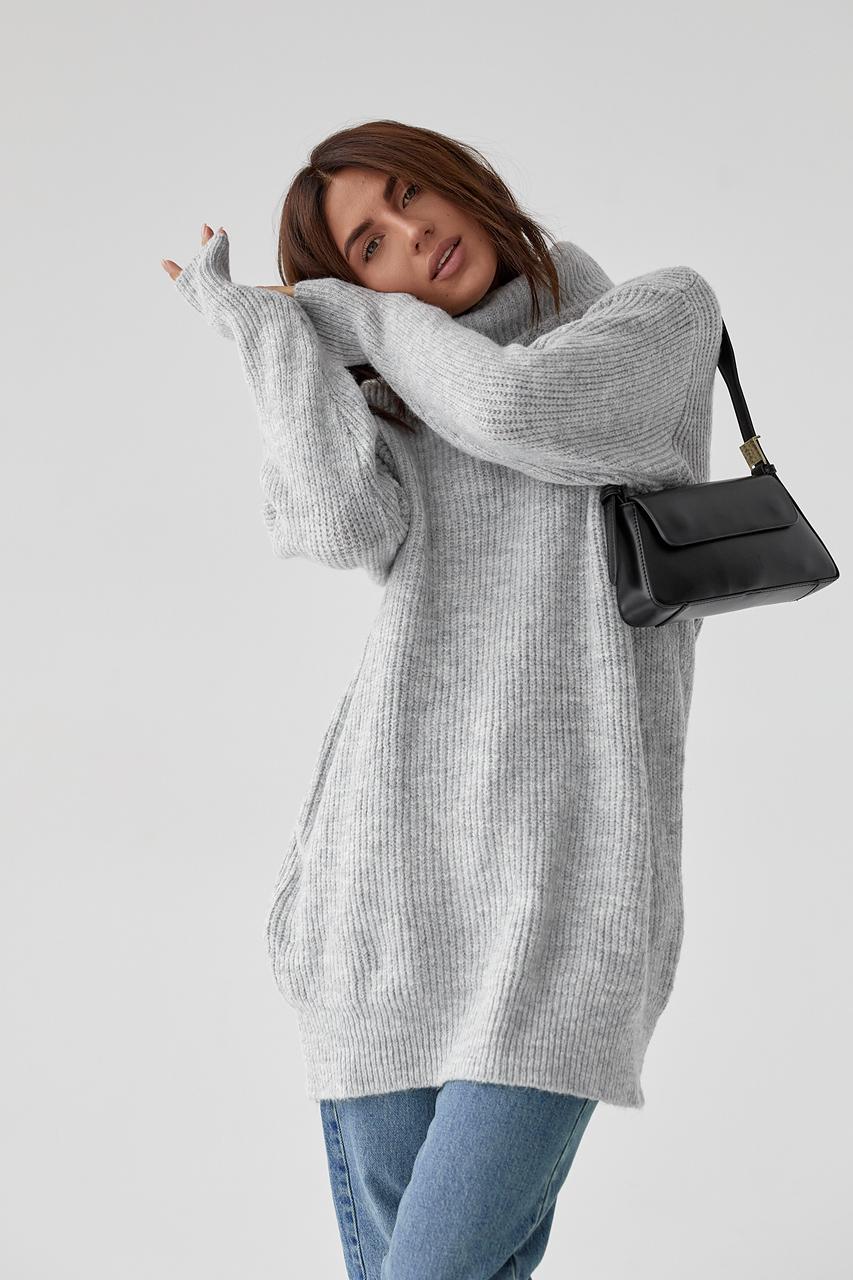 Светр-туніка в'язаний LUREX L Світло-сірий (9506264) - фото 5