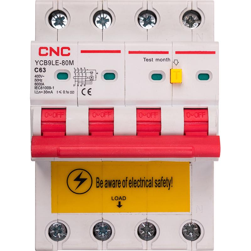 Выключатель дифференциальный автоматический CNC YCB9LE-80M 4P C63 6000A 30mA 230V