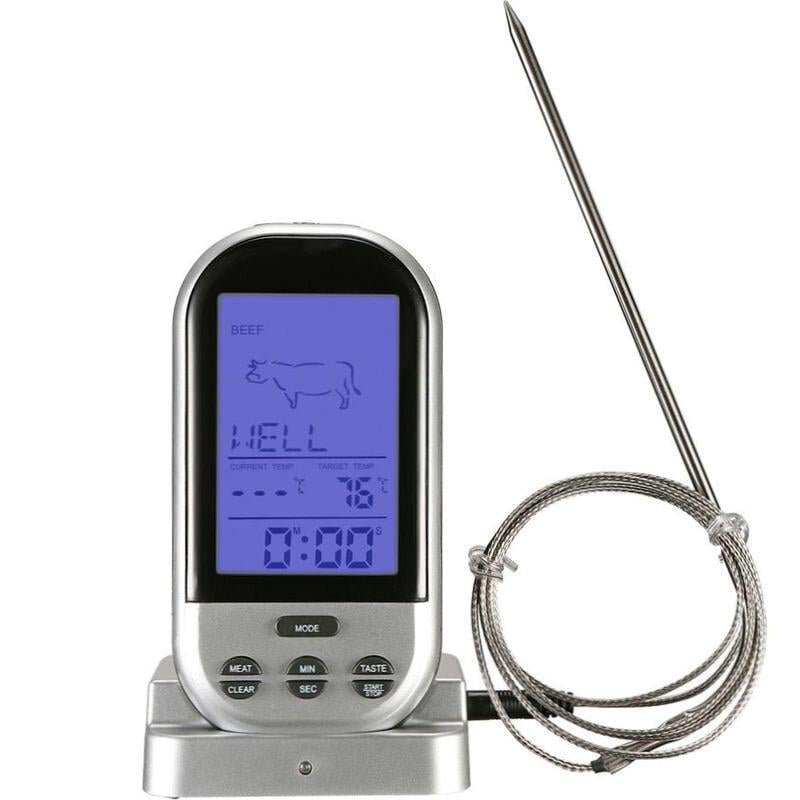 Датчик температуры беспроводной для кухни со щупом барбекю с приготовлением мяса и таймером Датчик температуры беспроводной для кухни со щупом барбекю с приготовлением мяса и таймером