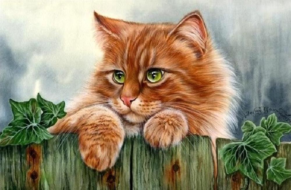 Алмазная мозаика Emerald Craft Рыжий кот за оградой 20x30 см (23658)