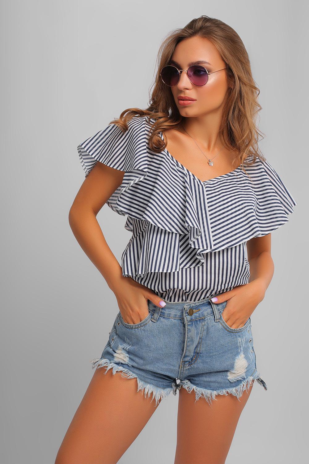 Майка женская Lipar 0861 с воланами р. 46 Синий (16893340)