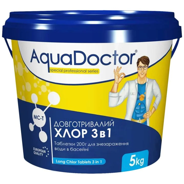 Таблетки для очистки воды в бассейне AquaDoctor МС-Т с хлором 3в1 5 кг (1194)