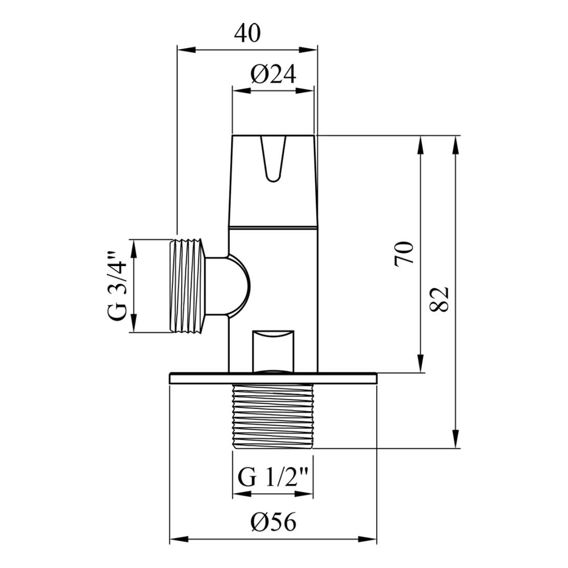Кран приладовий Kroner KRP Eckventil C302 1/2"х3/4" ЗЗ (CV027382) - фото 2 Кран приладовий Kroner KRP Eckventil C302 1/2"х3/4" ЗЗ (CV027382) - фото 2