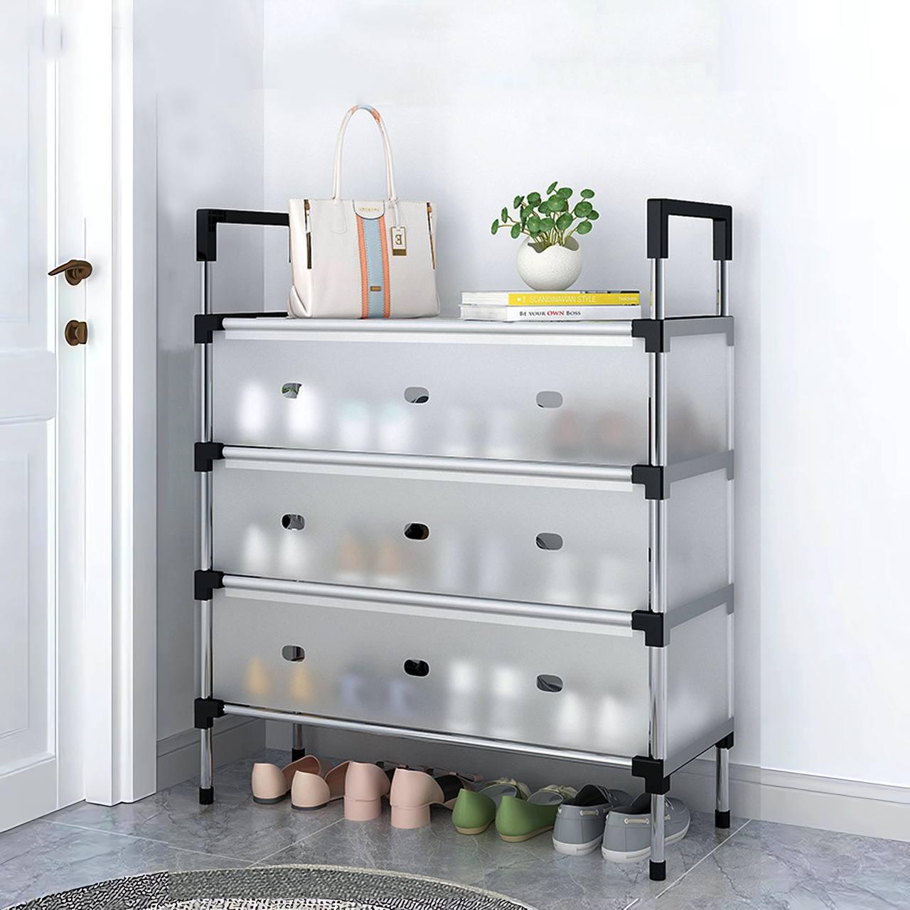 Полиця для взуття металева в передпокій Shoe RACK 4 яруси - фото 2 Полиця для взуття металева в передпокій Shoe RACK 4 яруси - фото 2