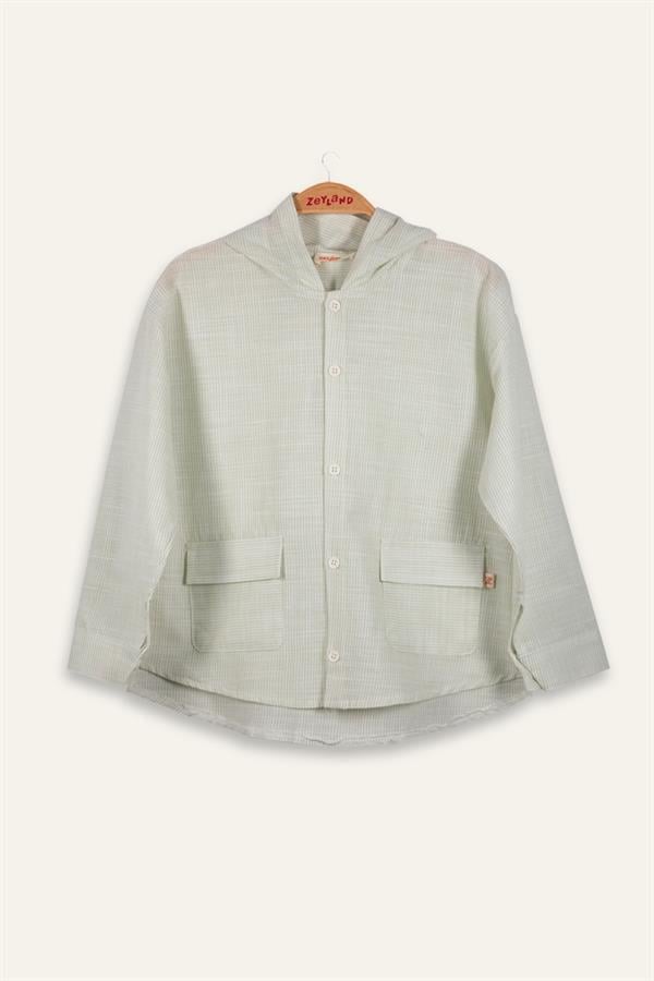 Рубашка льняная для мальчика Zeyland в полоску 13-14 лет 164 см Зеленый (8683169156164)