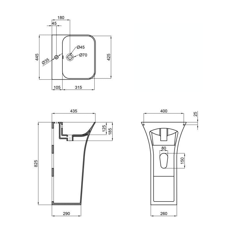 Раковина для підлоги моноблок Qtap Crow 450x435x835 см White (QT0511G315WN) - фото 2