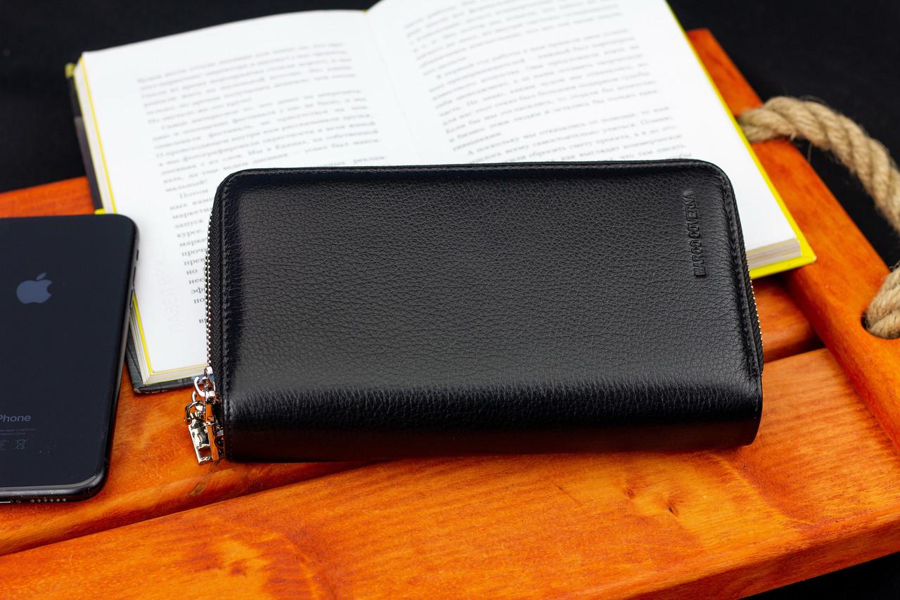 Кошелек-клатч мужской Marco Coverna на две молнии из натуральной кожи Черный (MC-801) - фото 8 Кошелек-клатч мужской Marco Coverna на две молнии из натуральной кожи Черный (MC-801) - фото 8