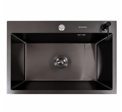 Мойка кухонная Valeso Handmade PVD круглый сифон 65x45 см Черный (65*45pvd31)