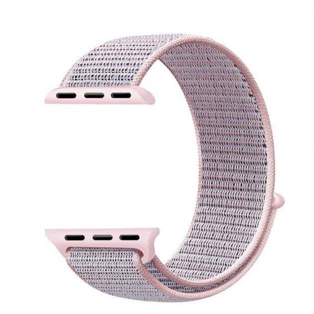 Ремінець CDK для Apple Watch 46 мм Series 10 Nylon Sport Loop Pink sand (09038) - фото 3