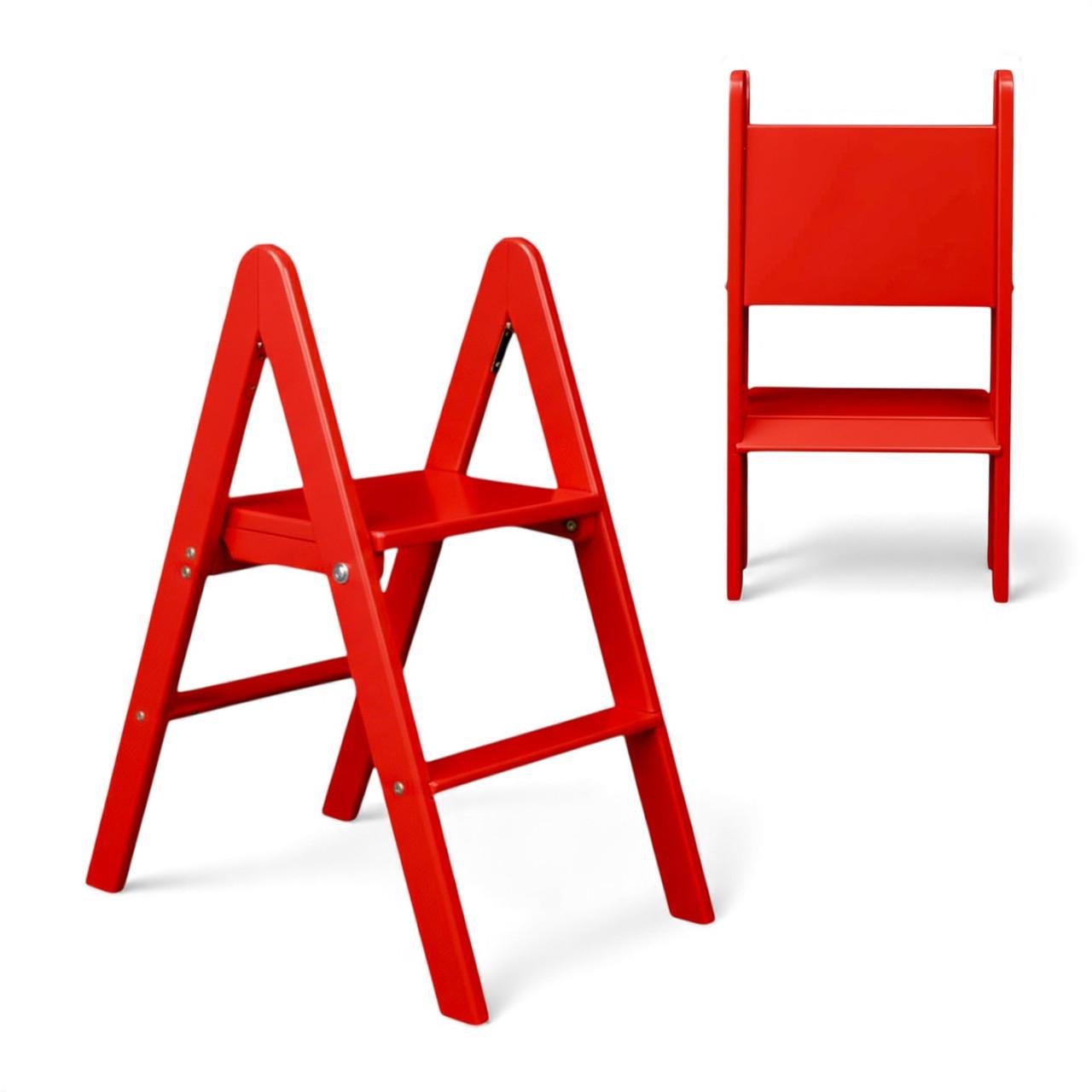 Табурет-лестница деревянный Студія Дерева Вільха бытовой двусторонний 2 ступеньки Красный (31002855) - фото 2 Табурет-лестница деревянный Студія Дерева Вільха бытовой двусторонний 2 ступеньки Красный (31002855) - фото 2