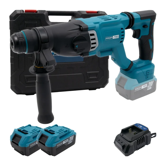 Перфоратор аккумуляторный PROFI-TEC PBH201 POWERLine 20 В 3 Дж SDS-Plus с 2 аккумуляторами/4 А в кейсе (PH00583)