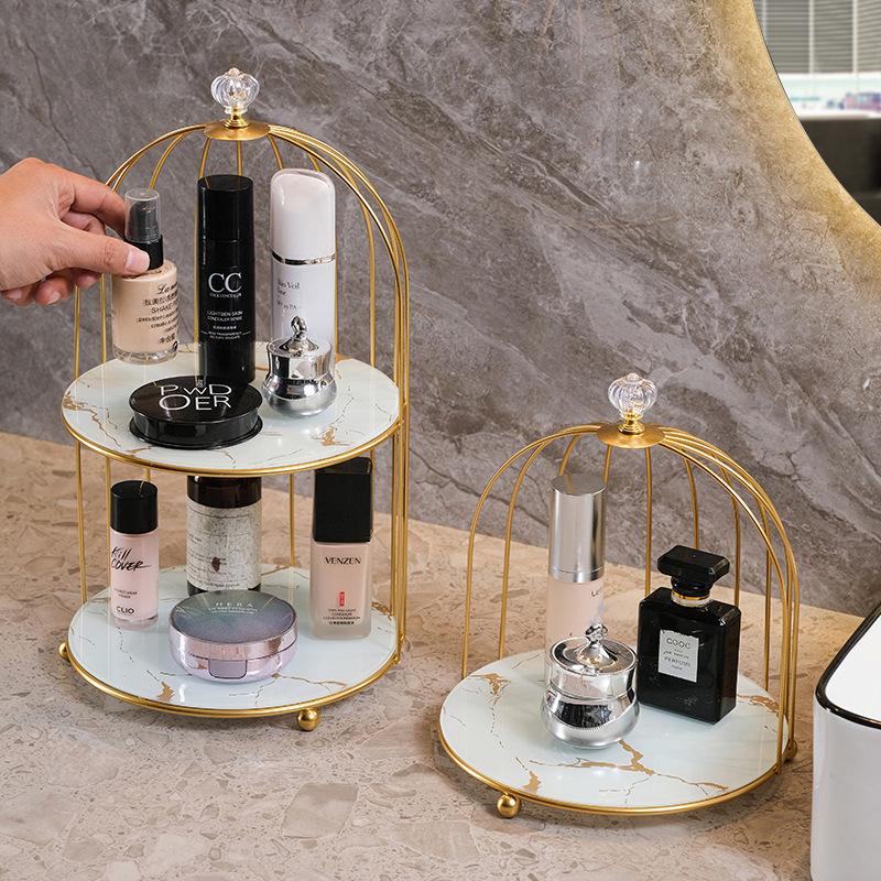 Органайзер-полиця для косметики одноярусна Мармур 10111 23х20 см Білий із золотистим (4547915) - фото 2 Органайзер-полиця для косметики одноярусна Мармур 10111 23х20 см Білий із золотистим (4547915) - фото 2