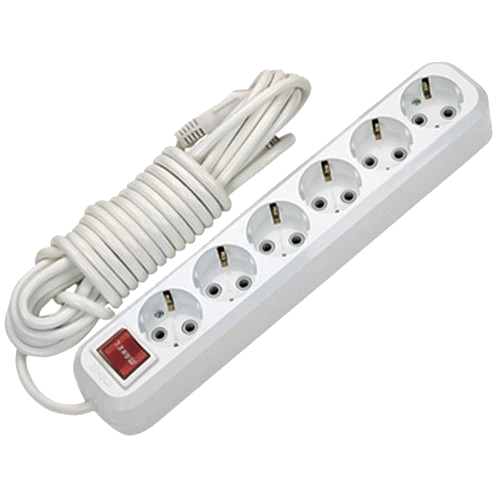 Подовжувач мережевий Makel з кнопкою та заземленням 6 розетки та кабель 2 м Білий (29596653)