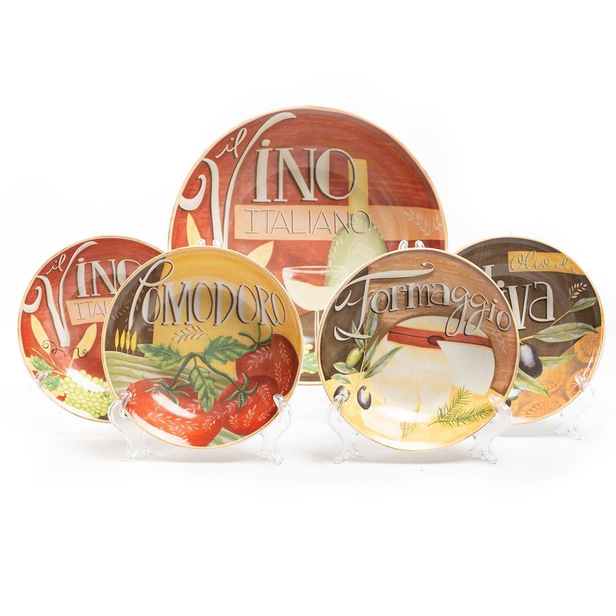 Набір блюд для пасти Certified International з малюнком Bella Vita 4 шт. D 31 см/20 см Коричневий (89236)