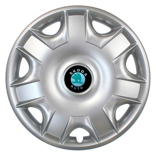 Автомобильные колпаки SKS 301 R15 с логотипом Skoda 4 шт. Серебристый