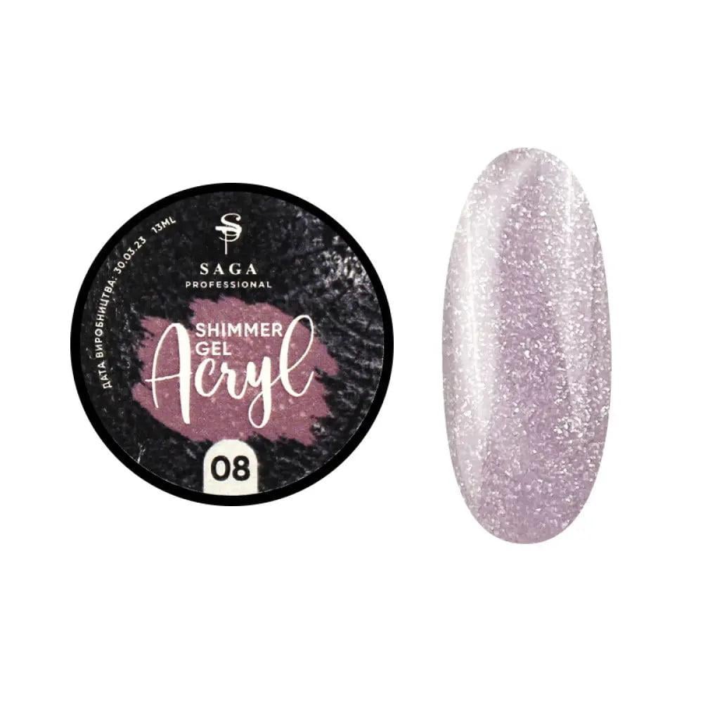 Гель для наращивания Saga Acryl Gel №08 13 мл с шиммером