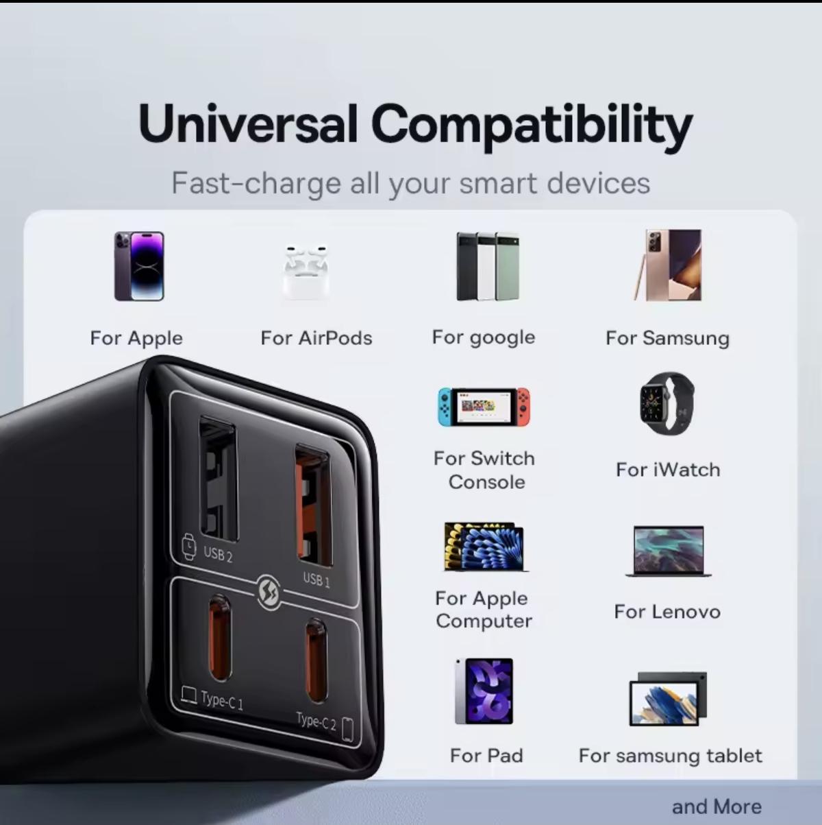 Зарядное устройство для BASEUS GaN6 Pro Fast Charger 2C+2U 65 W Black (28939208) - фото 10 Зарядное устройство для BASEUS GaN6 Pro Fast Charger 2C+2U 65 W Black (28939208) - фото 10