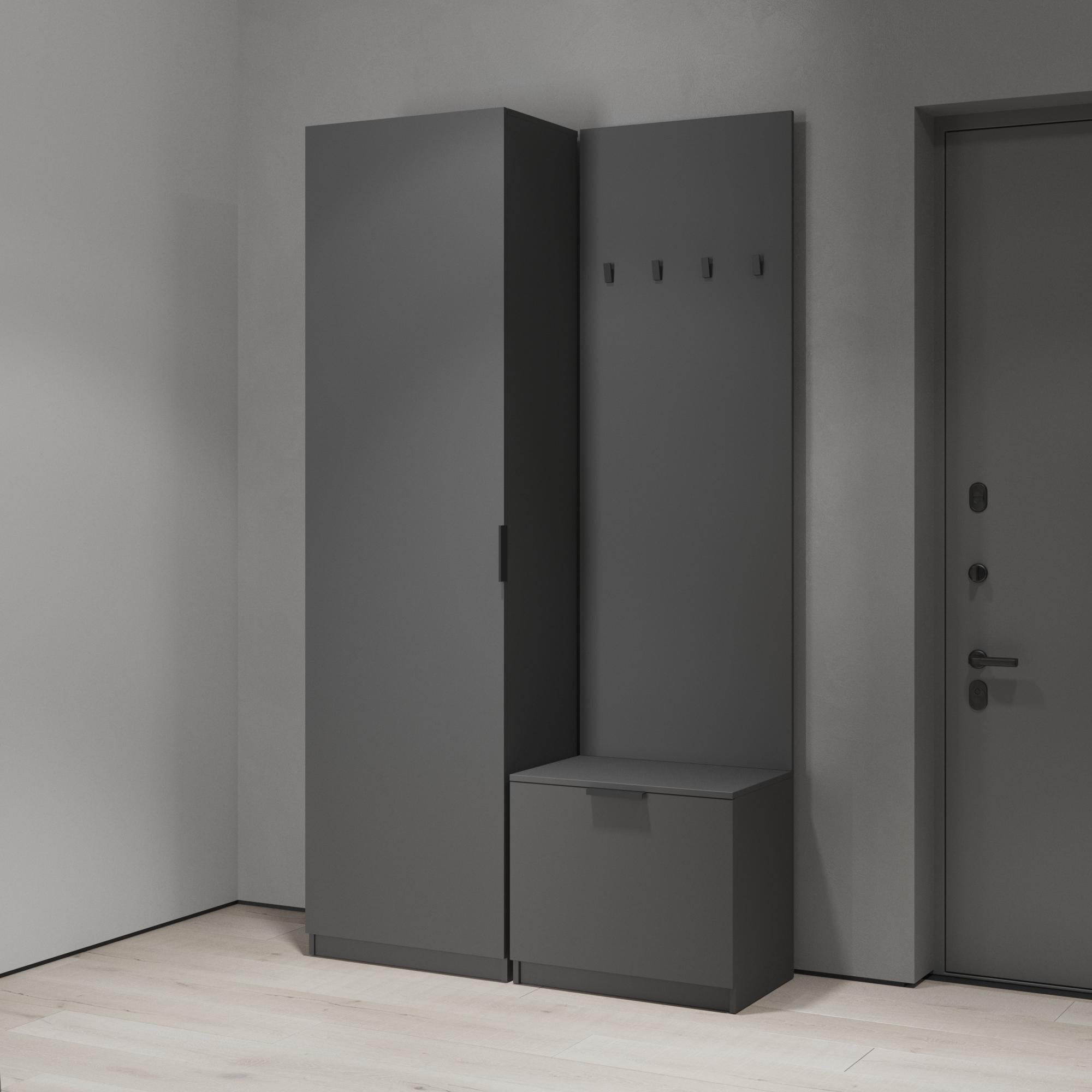 Прихожая со шкафом и вешалкой Антрацит (hm-42-hm-43-an) Прихожая со шкафом и вешалкой Антрацит (hm-42-hm-43-an)