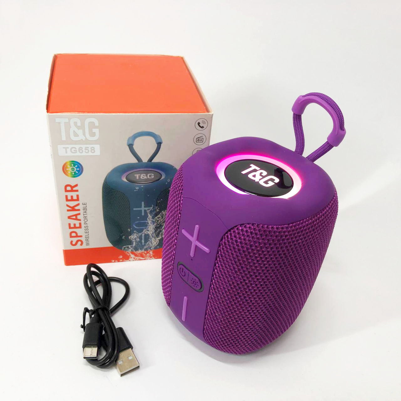 Колонка портативна Bluetooth TG658 FM/RGB purple (2135321683) - фото 3