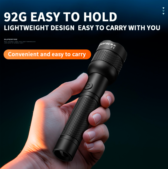 Ліхтар ручний акумуляторний SuperFire F1 150 Lumen IP43 (2511599126) - фото 3 Ліхтар ручний акумуляторний SuperFire F1 150 Lumen IP43 (2511599126) - фото 3