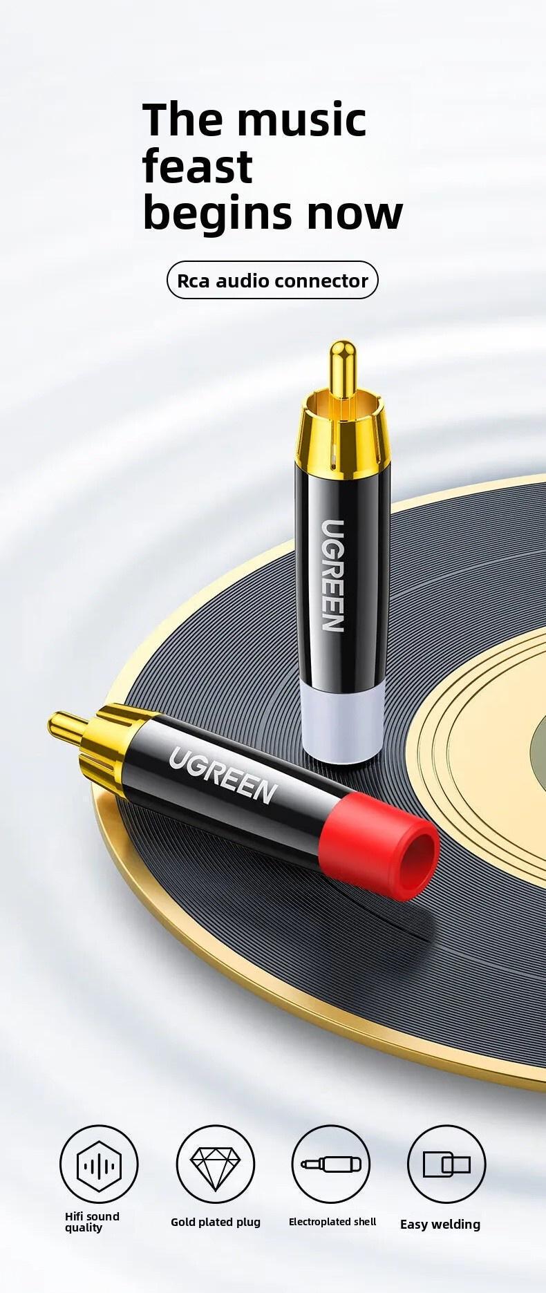 Конектор аудіо шт.екер Ugreen 4 шт. Чорний (60381) - фото 2 Конектор аудіо шт.екер Ugreen 4 шт. Чорний (60381) - фото 2