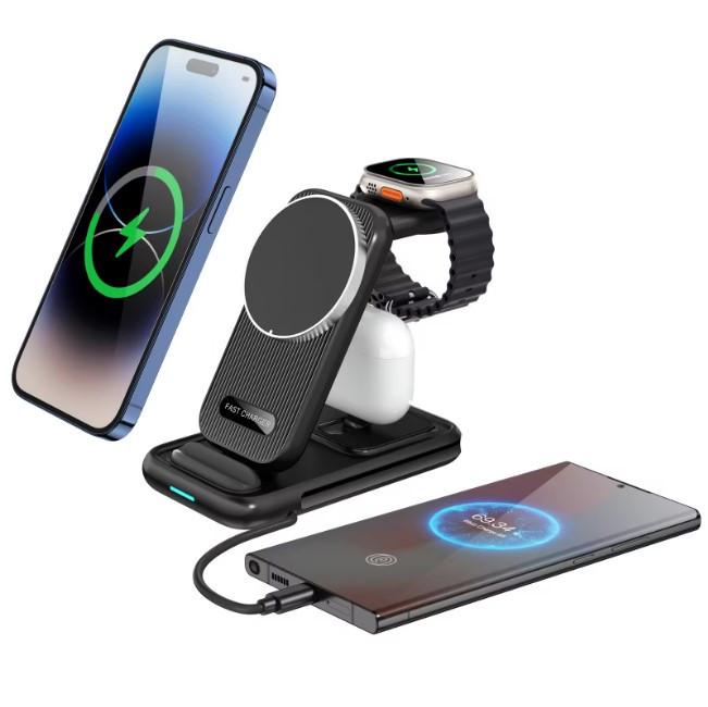 Станция беспроводной заряди QINETIQ Magsafe QN-21 3в1 магнитная станция для Samsung watch for Apple Watch (2141827318)