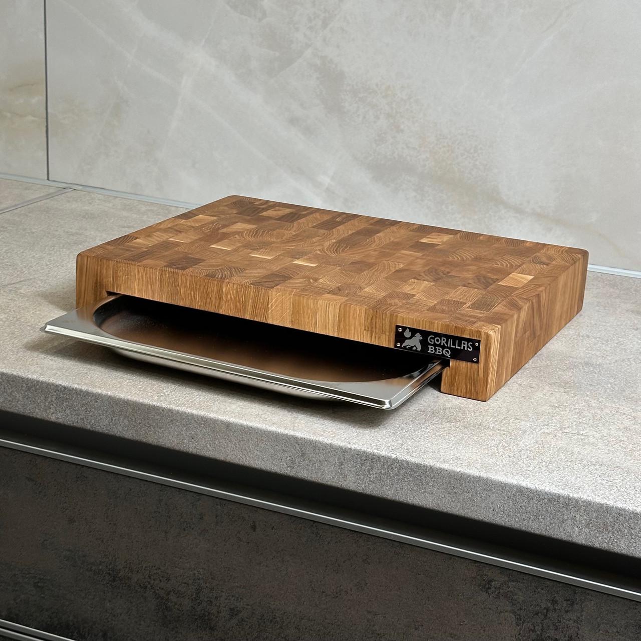 Дошка торцева Gorillas BBQ обробна дуб з піддоном 40х30х6 см (DS7) - фото 5