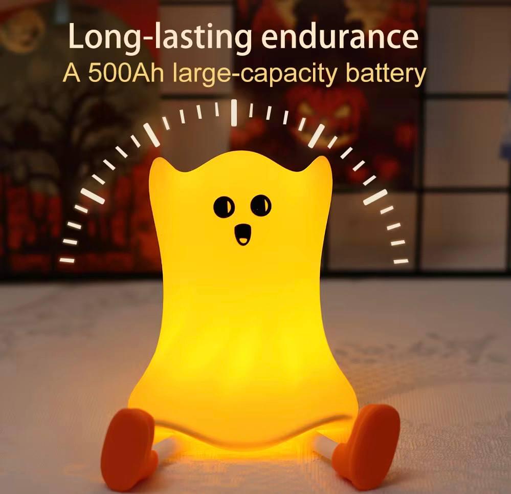 Нічник дитячий силіконовий Привид м'який сенсорний з акумулятором Білий (S06) - фото 7